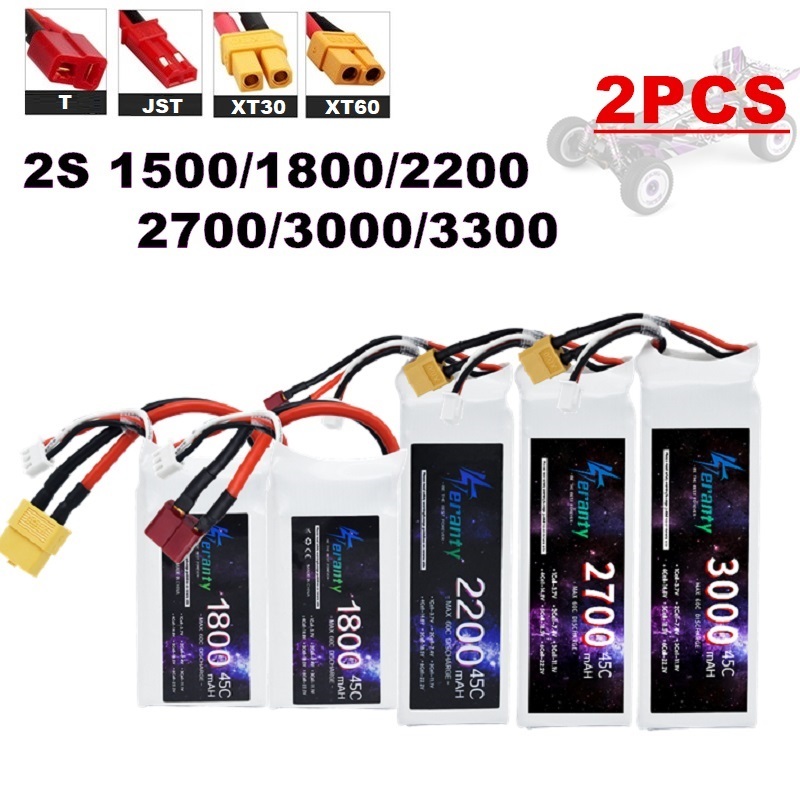 Drone Rc Race - 2PCS 7.4V Lipo 2S Batteria 1500mah/1800mAh/2200mah/2700mah/3000mah/3300mah